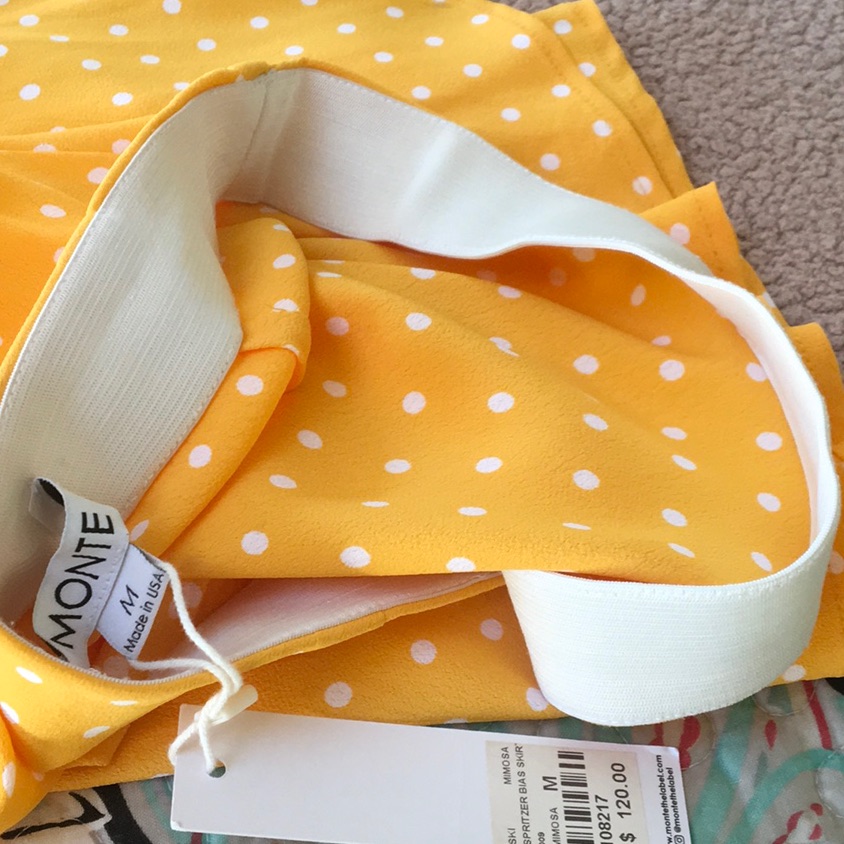 Monte/“Spritzer Bias”Sunflower Yellow & White Polka Dot Midi Skirt/ Nwt — image 7 of 8